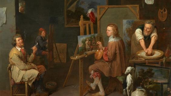 David Ryckaert III, Werkstatt des Malers, 1642, Öl auf Holz, Musée des Beaux-Arts, Dijon, Foto: François Jay David Ryckaert III, Werkstatt des Malers, 1642, Öl auf Holz, Musée des Beaux-Arts, Dijon, Foto: François Jay