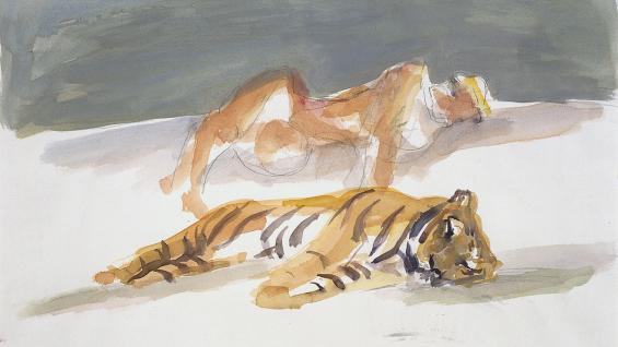 Maria Lassnig, Sanfter Schlaf, 1983, Bleistift und Aquarell, Sammlung Klewan © Maria Lassnig Stiftung / VG Bild-Kunst, Bonn 2021 Maria Lassnig, Sanfter Schlaf, 1983, Bleistift und Aquarell, Sammlung Klewan © Maria Lassnig Stiftung / VG Bild-Kunst, Bonn 2021