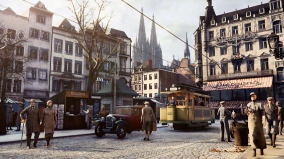 ©TimeRide Die neue Virtual-Reality-Experience von TimeRide lässt das Köln von 1926 wieder auferstehen – Straßenszenen wie hier am Alter Markt machen das Lebensgefühl der Goldenen Zwanziger in der Domstadt hautnah erlebbar. ©TimeRide Die neue Virtual-Reality-Experience von TimeRide lässt das Köln von 1926 wieder auferstehen – Straßenszenen wie hier am Alter Markt machen das Lebensgefühl der Goldenen Zwanziger in der Domstadt hautnah erlebbar.