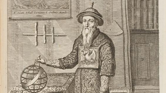 Athanasius Kircher, „Adam Schall von Bell (1591-1666) in chinesischer Mandarinrobe", Kupferstichillustration aus China Illustrata, 1667, Amsterdam, Nachlass H.W. Siegel, Re 2020,4 Foto: Rheinisches Bildarchiv Köln, Marion Mennicken Athanasius Kircher, „Adam Schall von Bell (1591-1666) in chinesischer Mandarinrobe", Kupferstichillustration aus China Illustrata, 1667, Amsterdam, Nachlass H.W. Siegel, Re 2020,4 Foto: Rheinisches Bildarchiv Köln, Marion Mennicken