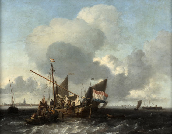 Ludolf Backhuyzen: Emden 1630 – 1708 Amsterdam, Boote auf der Zuidersee vor Naarden, 1660-63, Eichenholz, WRM 2566 Ludolf Backhuyzen: Emden 1630 – 1708 Amsterdam, Boote auf der Zuidersee vor Naarden, 1660-63, Eichenholz, WRM 2566
