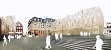 Der neue Museumsbau - im Hintergrund das Farina-Parfüm-Museum, links das Wallraf-Richartz-Museum, rechts Blick zum historischen Rathaus Der neue Museumsbau - im Hintergrund das Farina-Parfüm-Museum, links das Wallraf-Richartz-Museum, rechts Blick zum historischen Rathaus