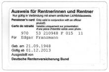 Rentnerausweis Rentnerausweis