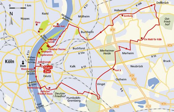 Radtour: Deutz und sein Land Streckenskizze (Bachem-Verlag)