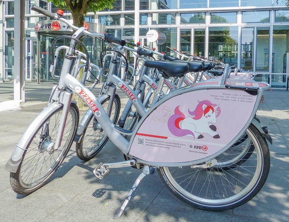 In Köln gibt es jetzt KVBEinhornRäder zum Ausleihen