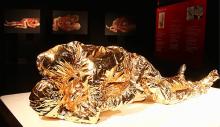 Das umstrittene Sex-Plastinat "Liegender Akt" musste in Augsburg mit einer Goldfolie verhüllt werden (Foto: ddp) Das umstrittene Sex-Plastinat "Liegender Akt" musste in Augsburg mit einer Goldfolie verhüllt werden (Foto: ddp)