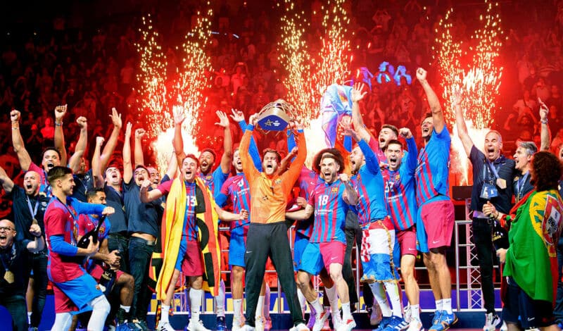 Siegesfeier im Finale der EHF Champions-League im Handball.