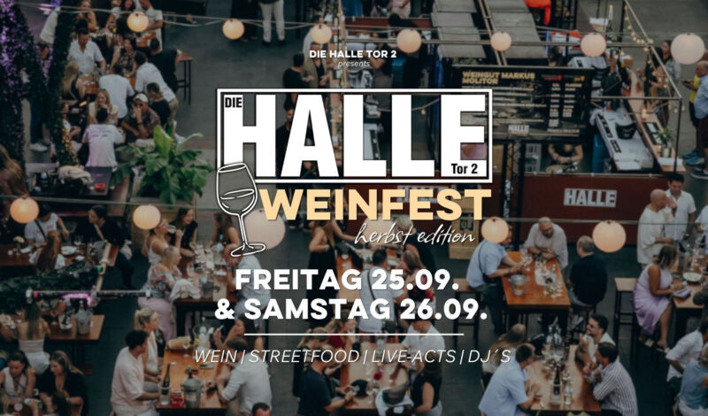 Ankündigung Weinfest in der Halle Tor2 am 25. und 26.09.2026