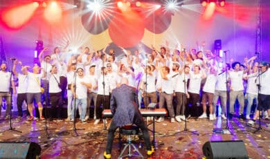 Der Chor Grüngürtelrosen bei einem Live-Auftritt