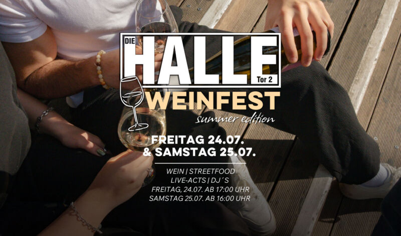 Banner zum Weinfest in der Halle Tor 2