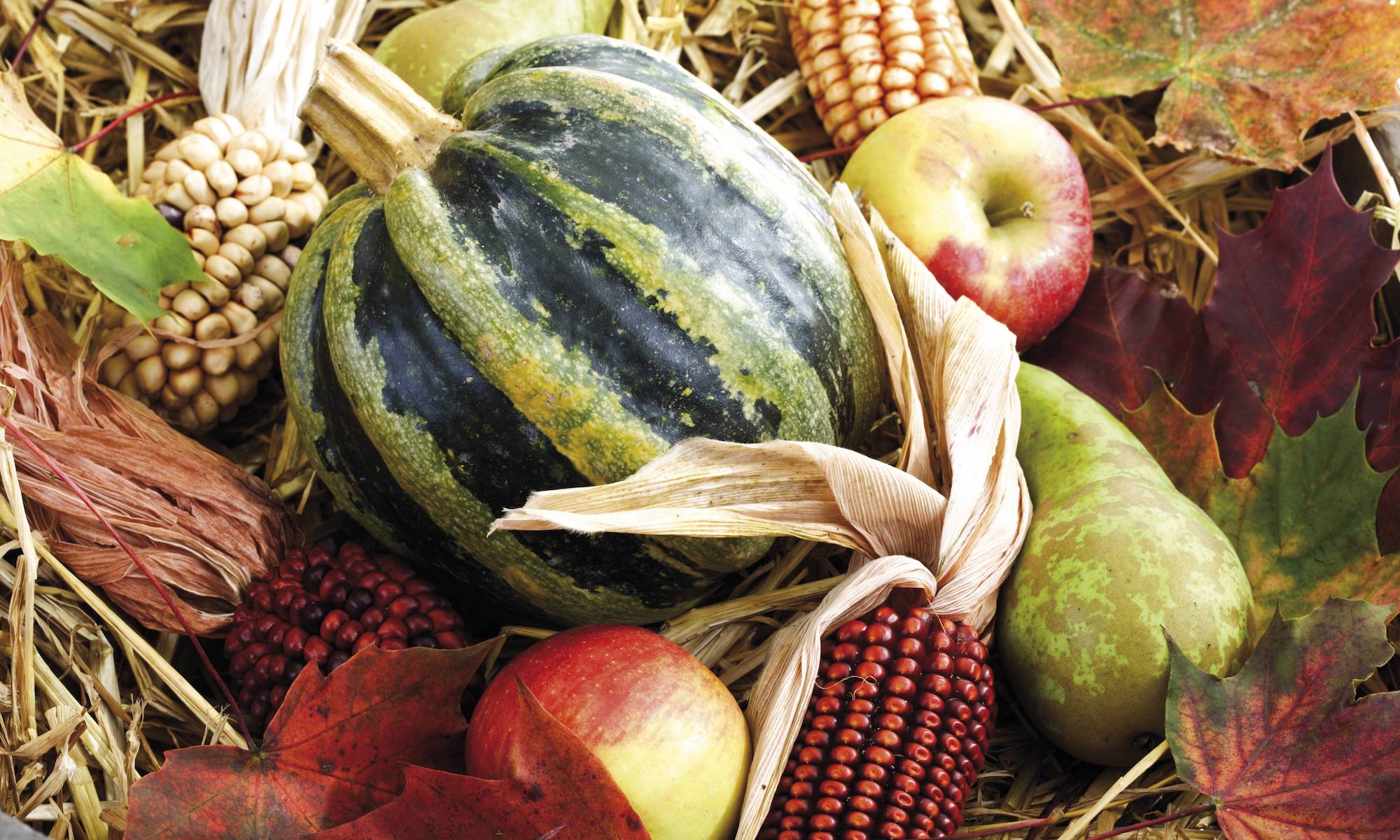 Herbstliche Deko und Kürbisse