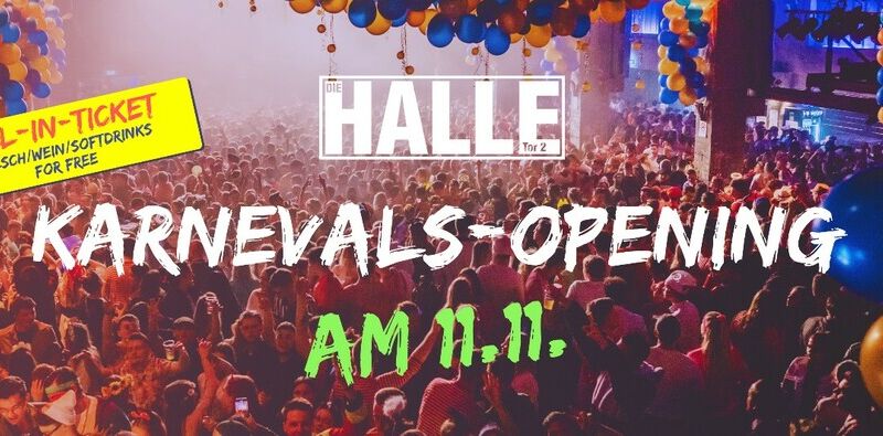 Flyer zur karnevals-Opening Party 2023 der Halle Tor 2