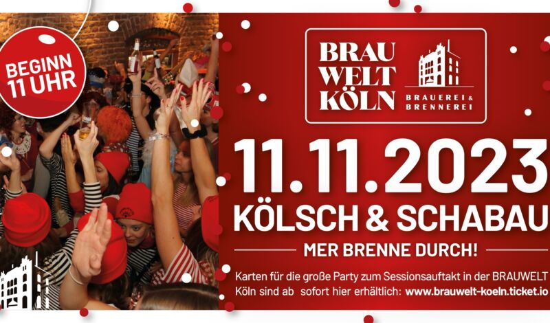 Flyer zur Sessionseröffnungsparty am 11.11. in der Brauwelt Köln