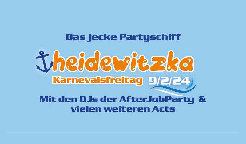 Flyer zur Karnevalsparty "Heidewitzka 2024" auf der MS RheinEnergie in Köln
