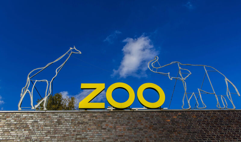 Das Foto zeigt den Schriftzug Zoo am Eingang des Kölner Zoos.
