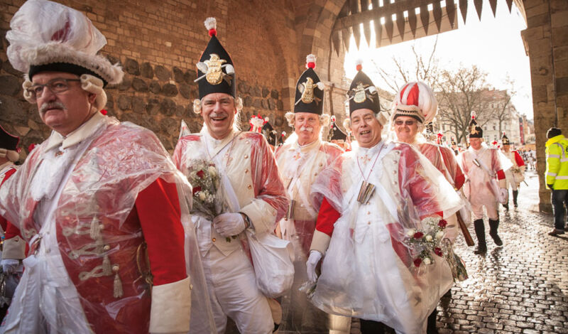 Karnevalisten beim Rosenmontagszug