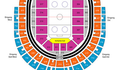 Grafik des Saalplans der Lanxess-Arena in der Variante Eishockey