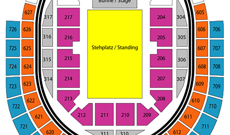 Saalplan der Lanxess-Arena in der Variante Endstage Innenraum, bestuhlt