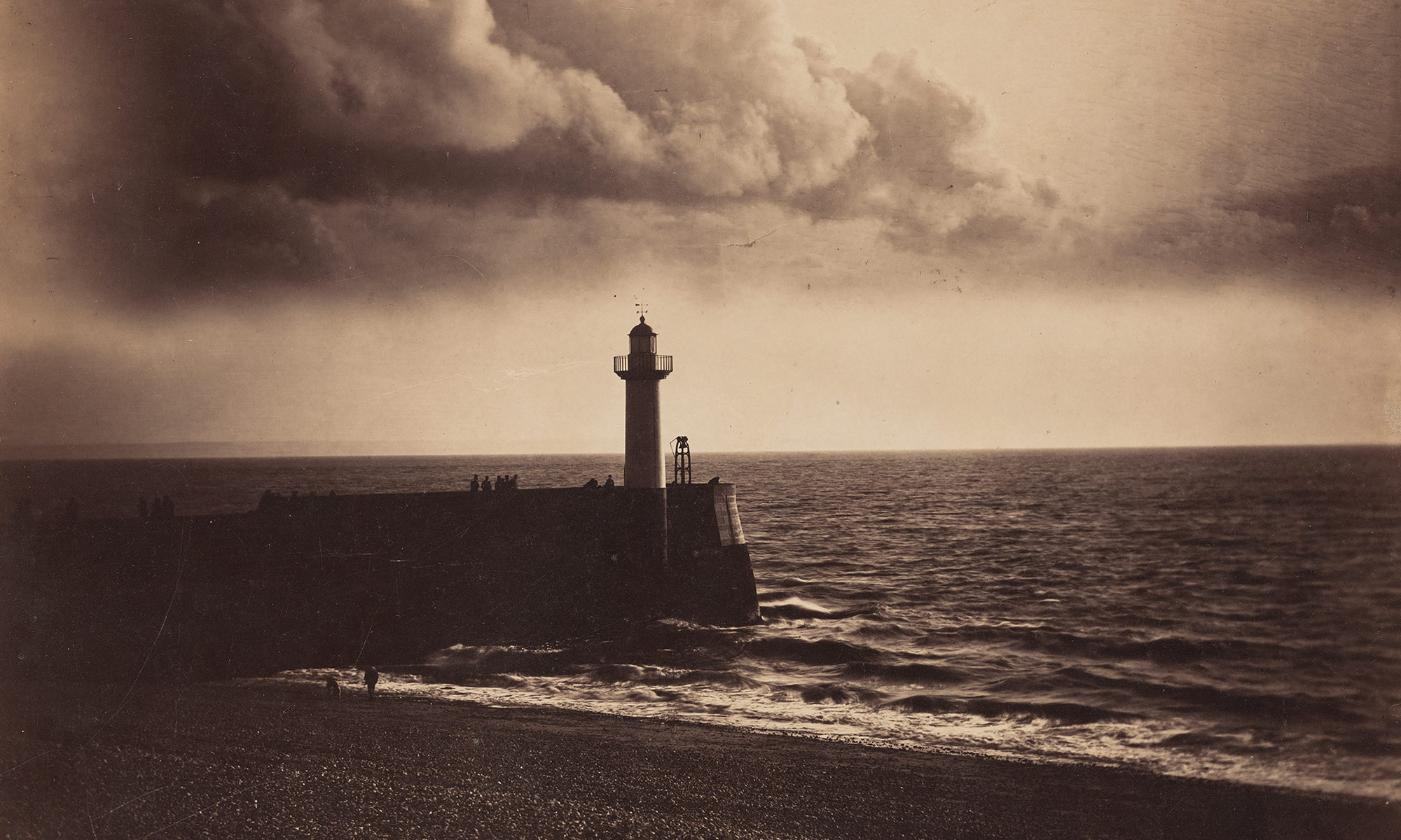Gustave Le Gray Hafenmole und Leuchtturm bei Le Havre