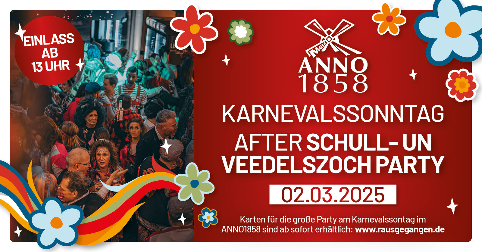AFTER SCHULL- UN VEEDELSZOCH PARTY - Karnevalssonntag 2025 im ANNO 1858