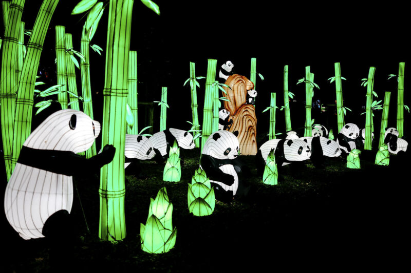 Leuchtende Figur während China Lights im Kölner Zoo