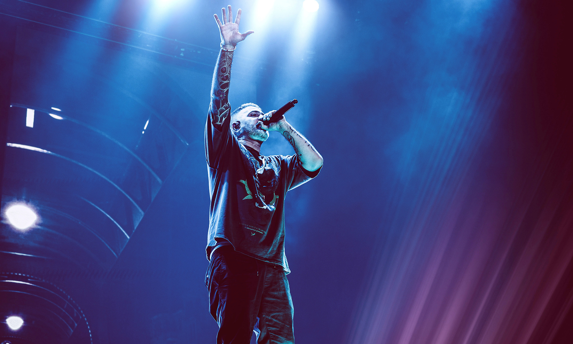 Rapper Bushido bei einem Auftritt auf der Bühne