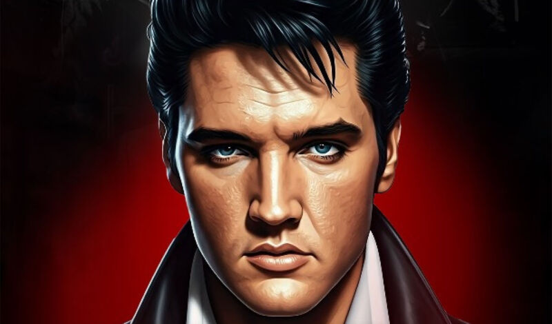 Das gezeichnete Poträt des Sängers Elvis Presley