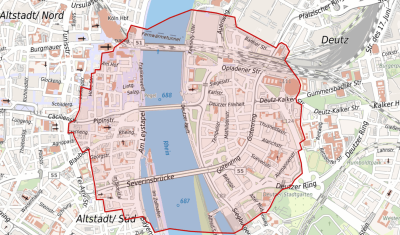 Karte Evakuierungsradius Köln