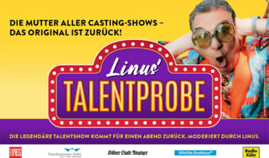 Der Moderatur Linus auf einem Flyer für Linus' Talentprobe