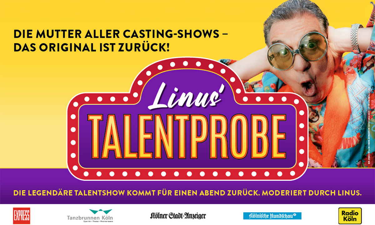 Der Moderatur Linus auf einem Flyer für Linus' Talentprobe