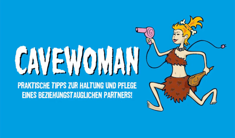 Grafik der Comedy-Veranstaltung Cavewoman, welche eine gezeichnete Frau zeigt.