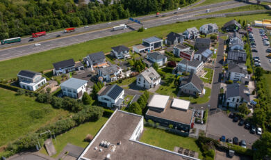 Luftbild der Fertighauswelt Köln