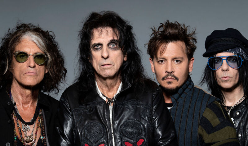 Die vier Musiker der Supergroup Hollywood Vampires.