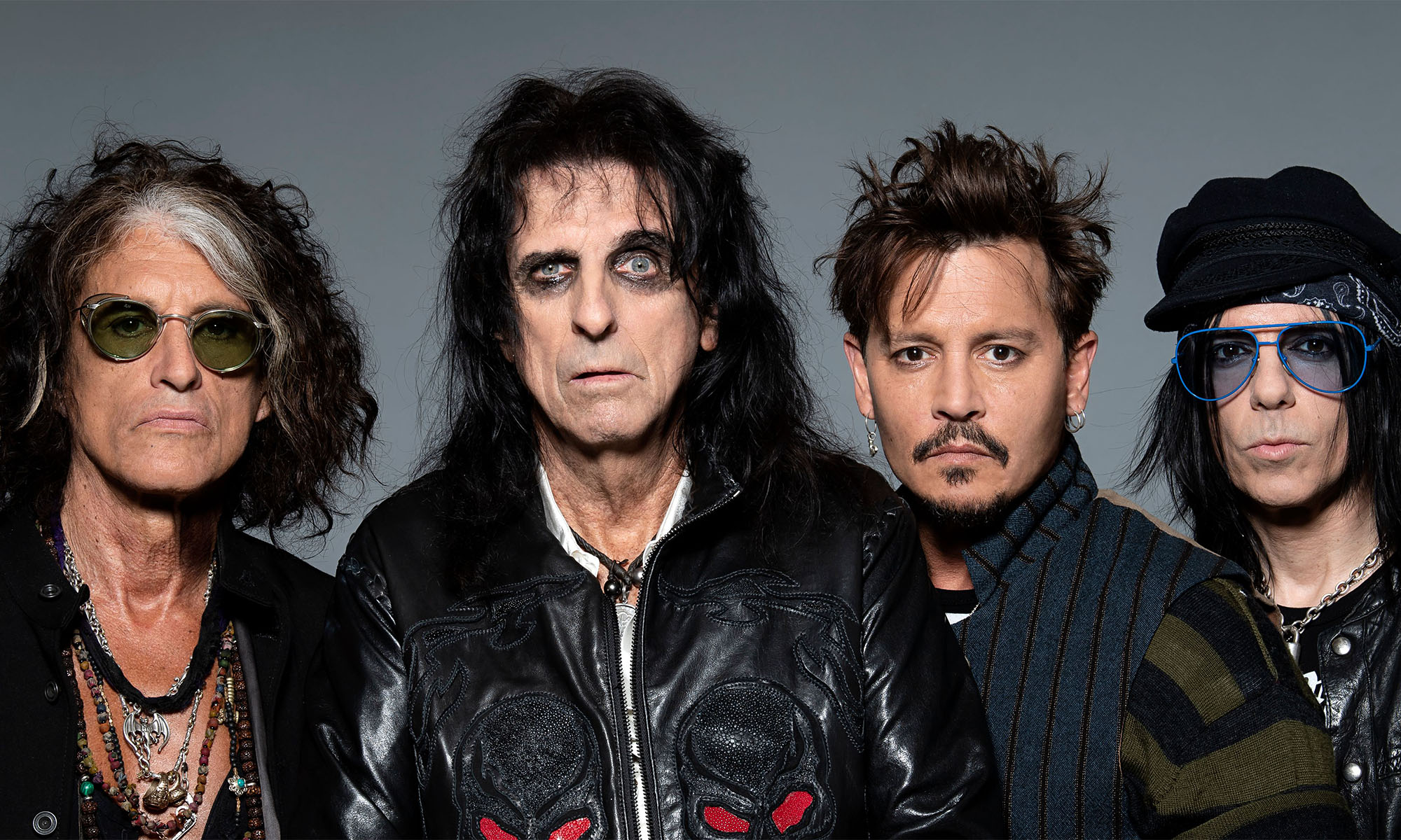 Die vier Musiker der Supergroup Hollywood Vampires.