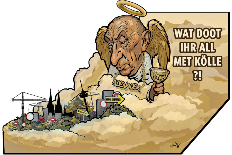 Motiv eines Persiflagewagens im Kölner Rosenmontagszug der Session 2026