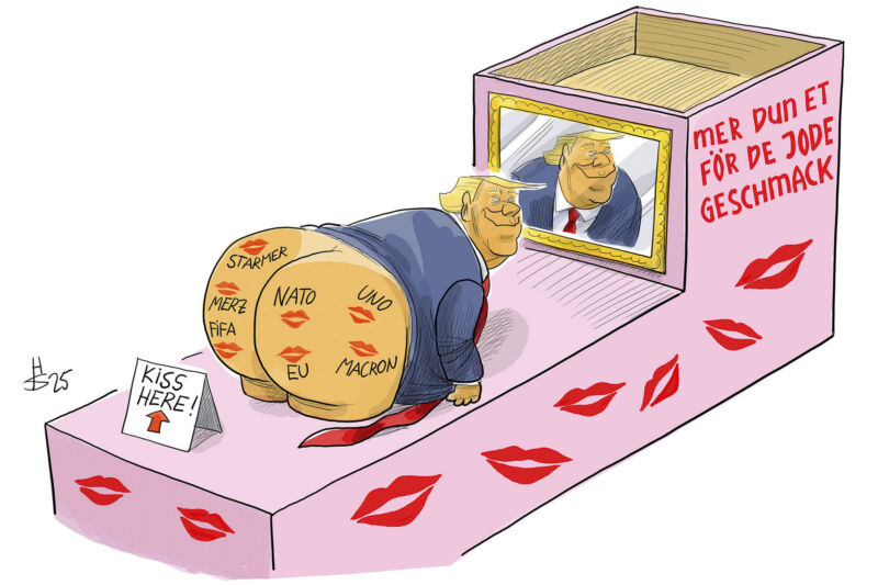 Motiv eines Persiflagewagens im Kölner Rosenmontagszug der Session 2026