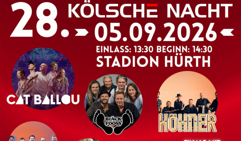 Plakat für die Veranstaltung Kölsche Nacht 2026 in Hürth.