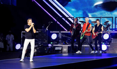 Die britische Band Duran Duran während eines Konzertes.