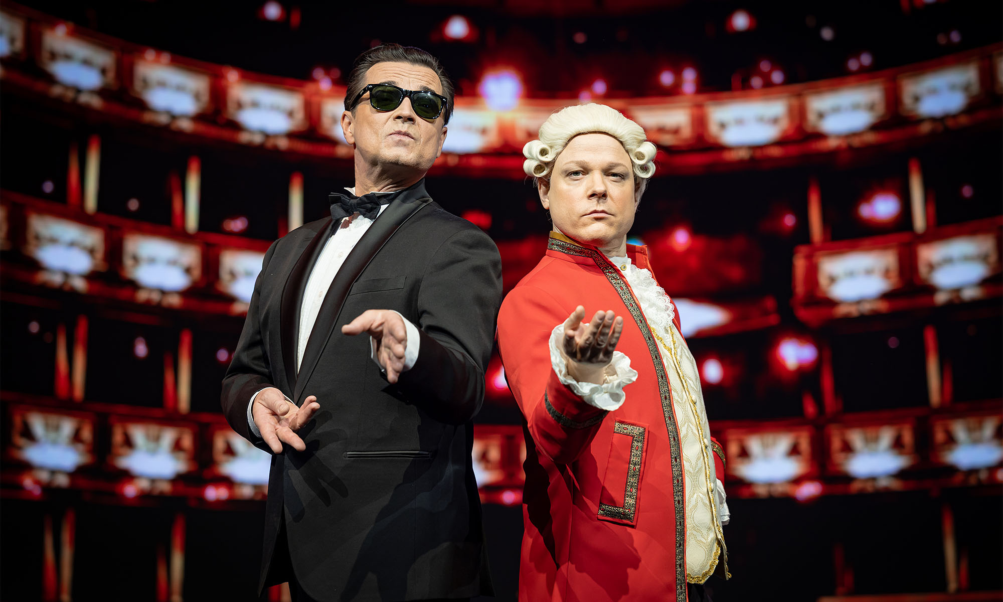 Die beiden Hauptdarsteller des Musicals "Falso meets Amadeus"